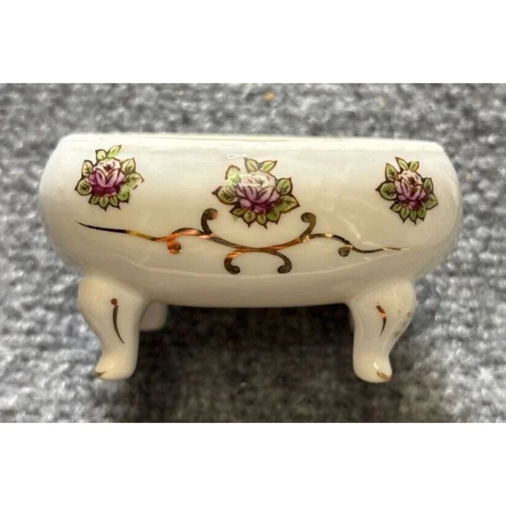 Potpourri Dish Floral Gold Trim 4 Legs Fairyland China White Bowl Decor Vintage